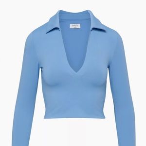 Blue collared cropped top